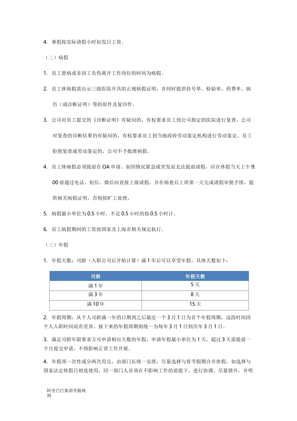 阿里巴巴集团考勤规则_第2页