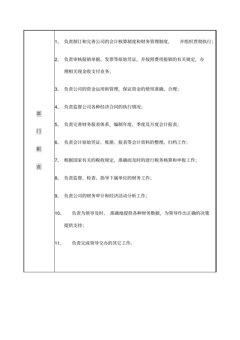 计划财务部岗位说明书_第2页