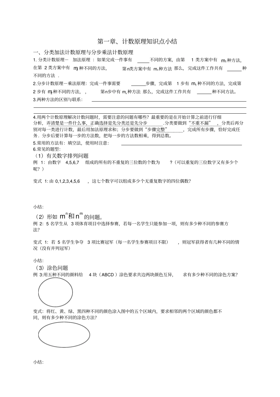 计数原理知识点、题型小结,推荐文档_第1页