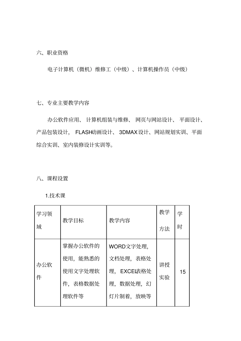 计算机应用与维修专业教学计划及大纲_第3页