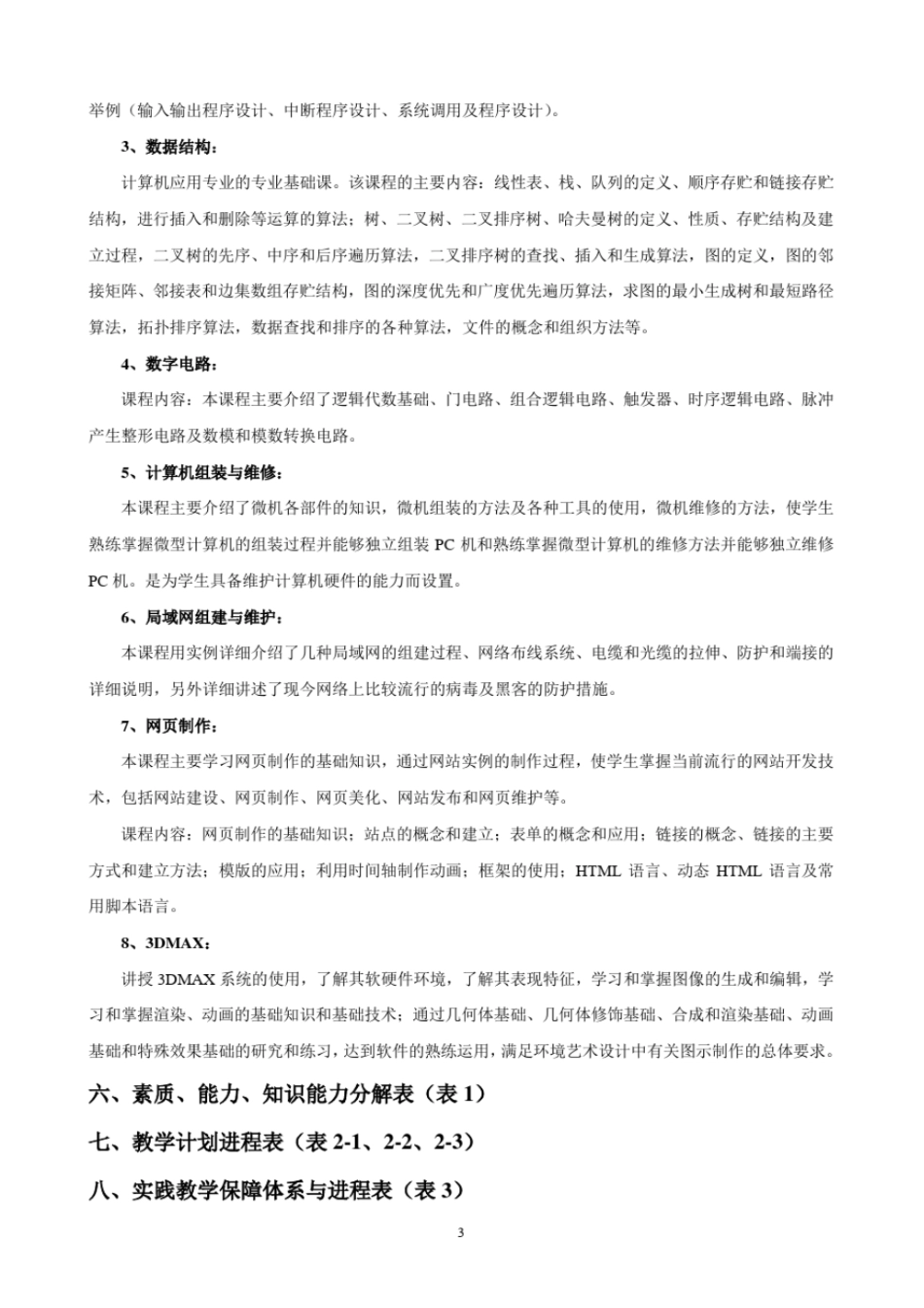 计算机应用技术专业教学计划_第3页
