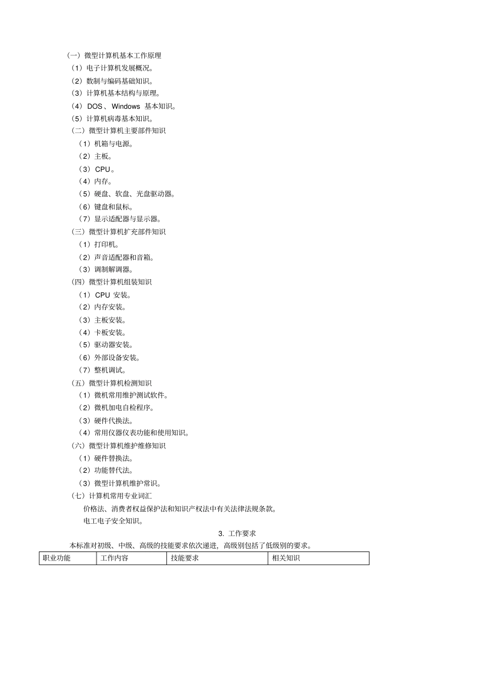 计算机维修工职业资格考试要求_第2页