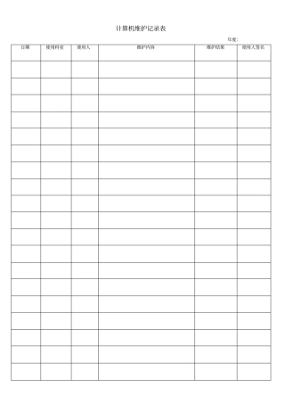 计算机维护记录表
