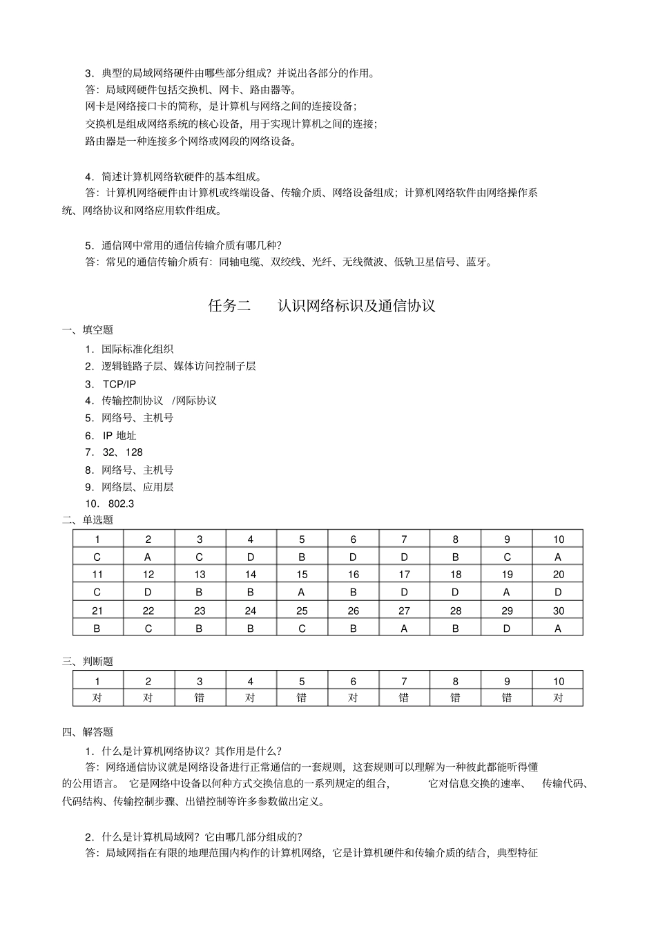 计算机网络基础与应用配套练习第二版参考答案_第2页