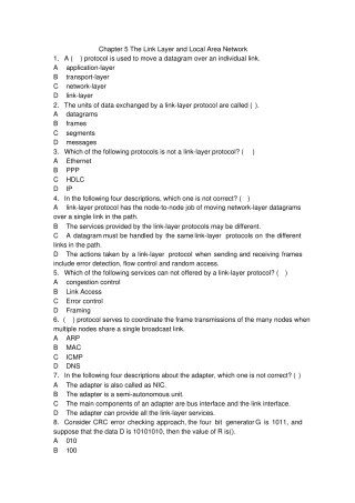 计算机网络英文题库附答案chapter5