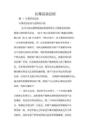 认筹活动总结