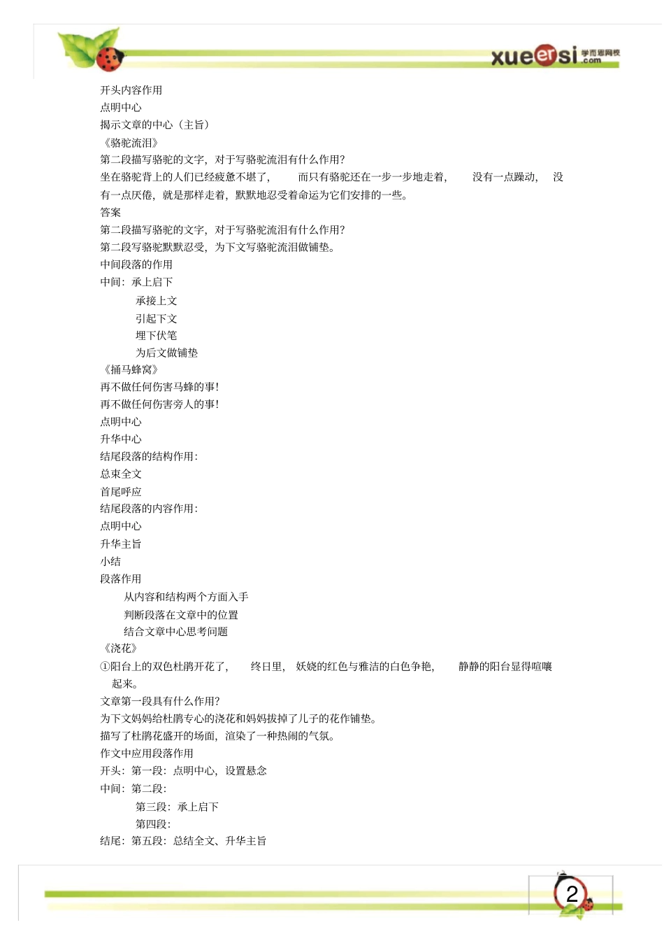 记叙文阅读之段落作用_第2页