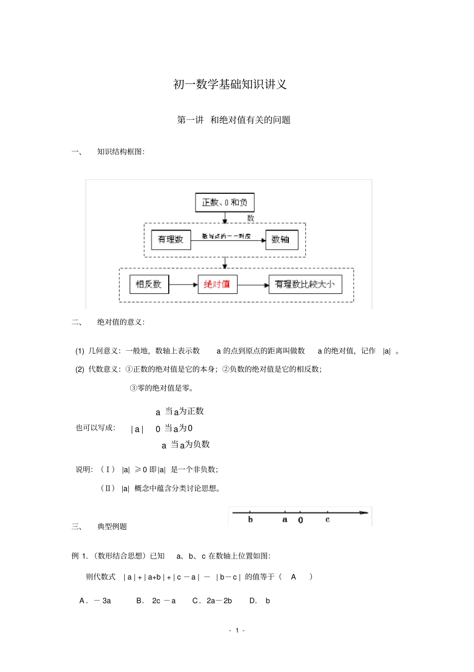 讲义1和绝对值有关的问题_第1页