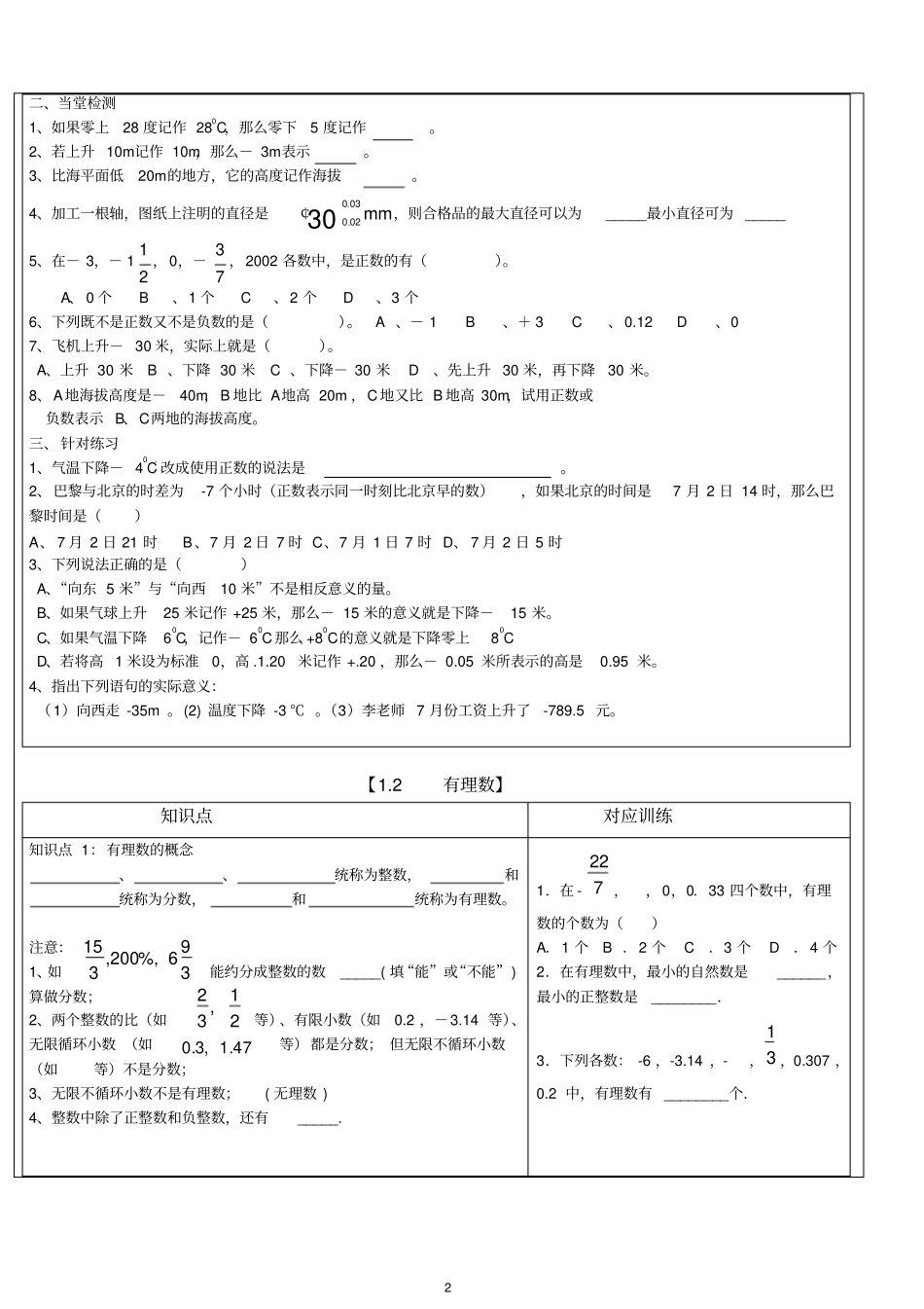 讲义_有理数的基本概念及分类_第2页