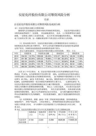 论仪征化纤股份有限公司筹资风险分析