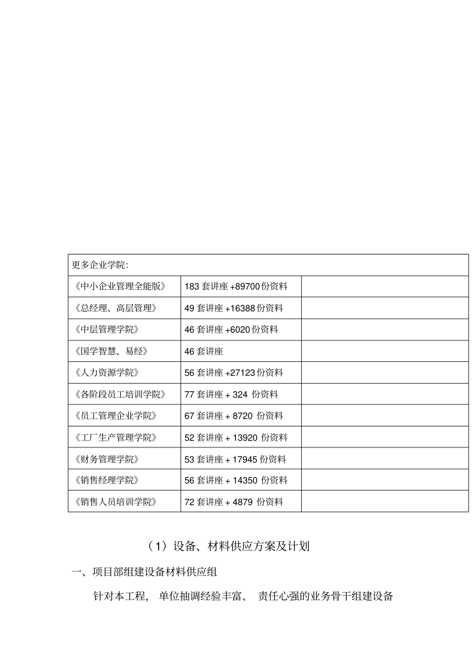设备、材料供应方案与计划_第1页