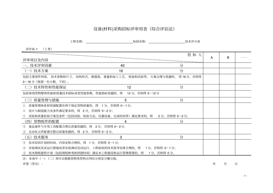 设备材料招标评标方法和标准附表_第1页