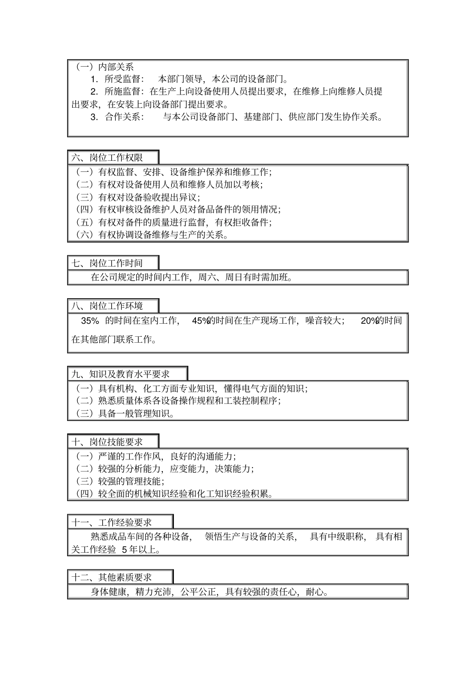 设备管理员岗位说明书_第2页