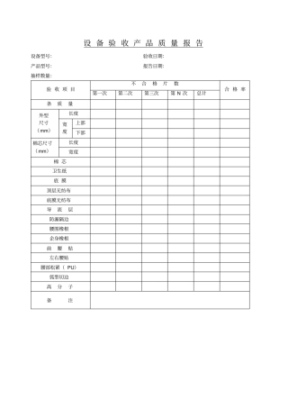 设备验收产品质量报告