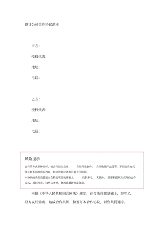 设计公司合作协议范本