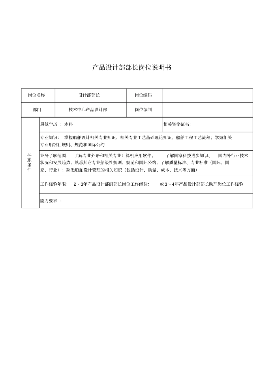 设计部部长岗位职责_第1页