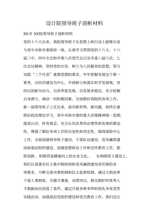 设计院领导班子剖析材料