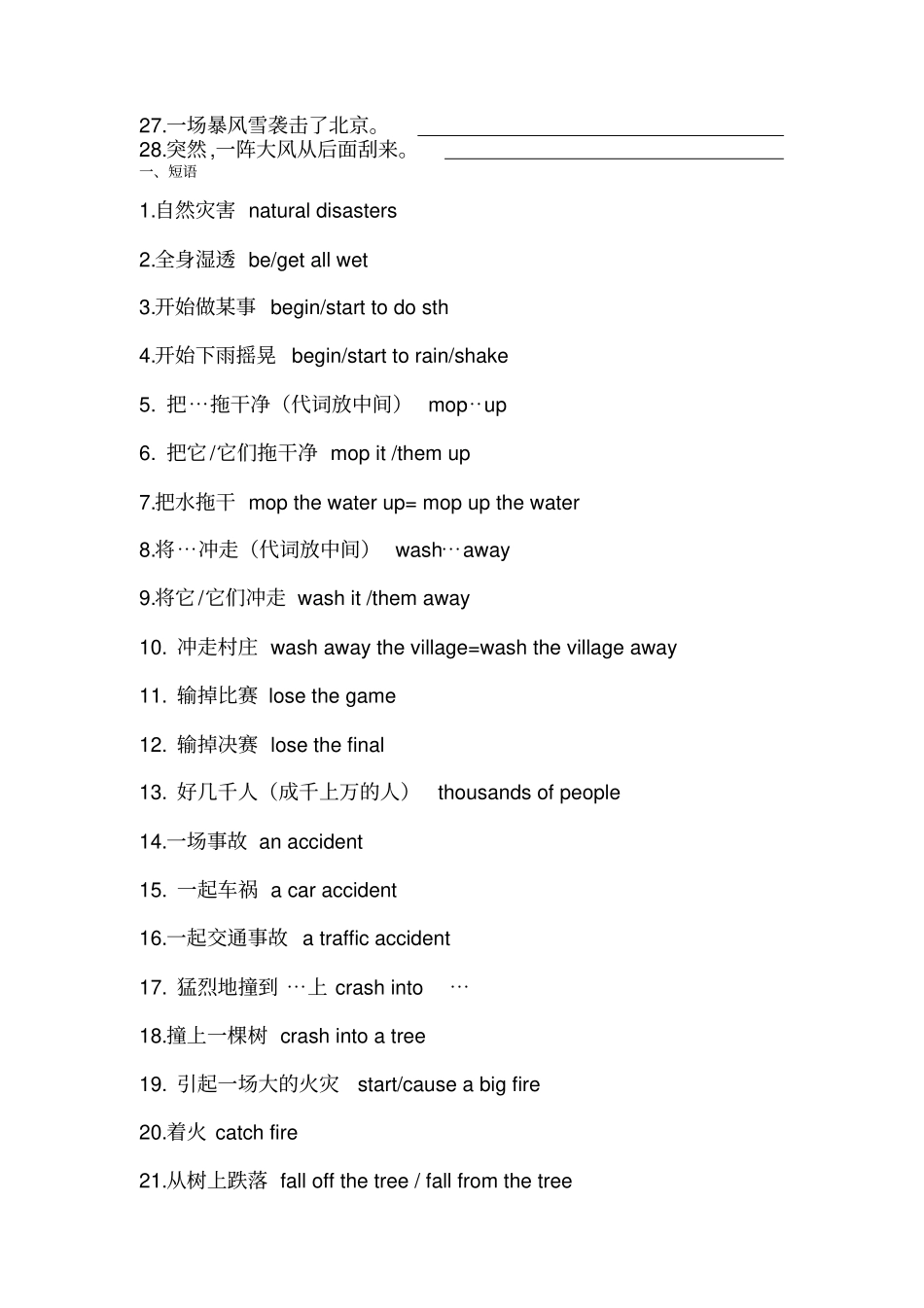 译林版8AUnit8复习默写卷含答案讲解_第3页