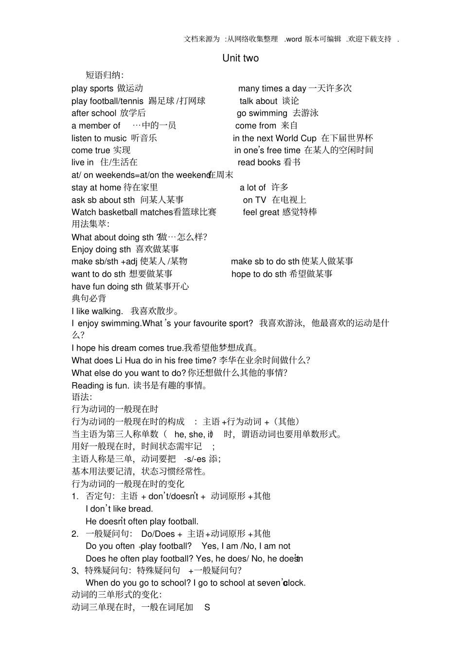 译林版英语7年级上册知识点_第2页