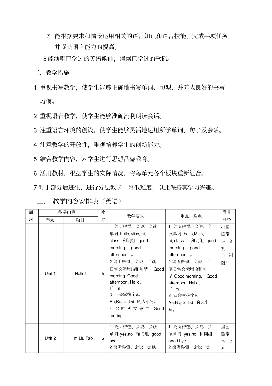 译林版英语三年级上册教学计划新编_第3页