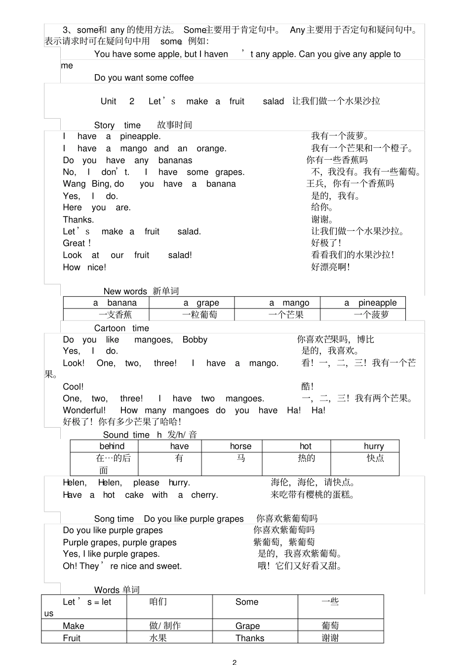 译林苏教版小学英语四年级上册课本内容打印版_第2页