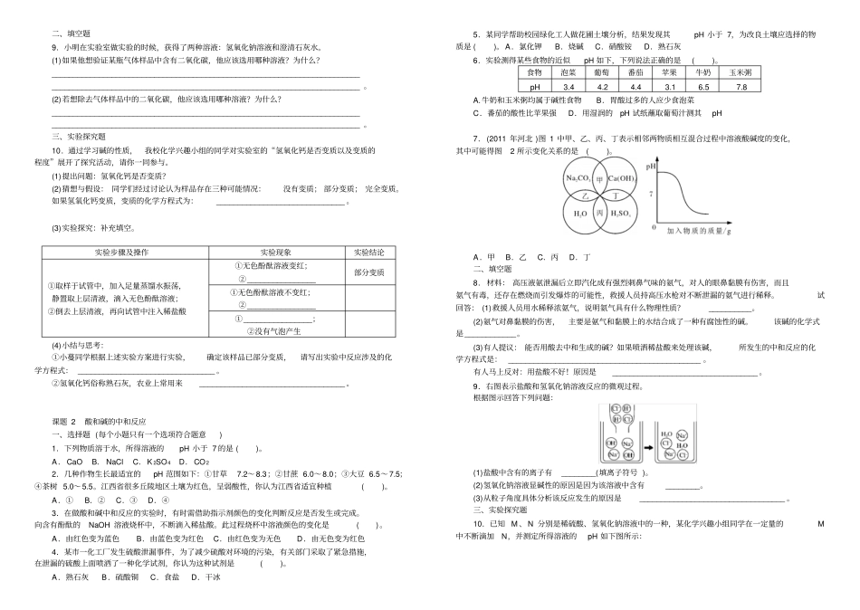 试卷模板酸碱盐化肥习题讲解_第2页