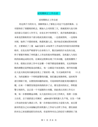 试用期转正工作自述【可编辑版】