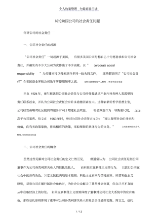 试论跨国公司的社会责任问题