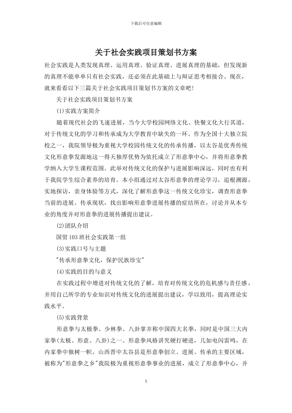 关于社会实践项目策划书方案_第1页