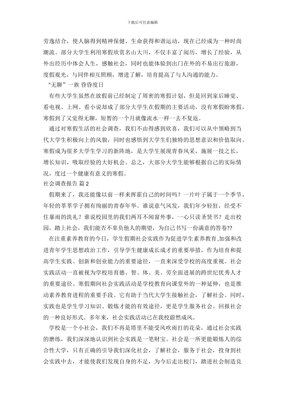 关于社会调查报告模板集合五篇_第3页