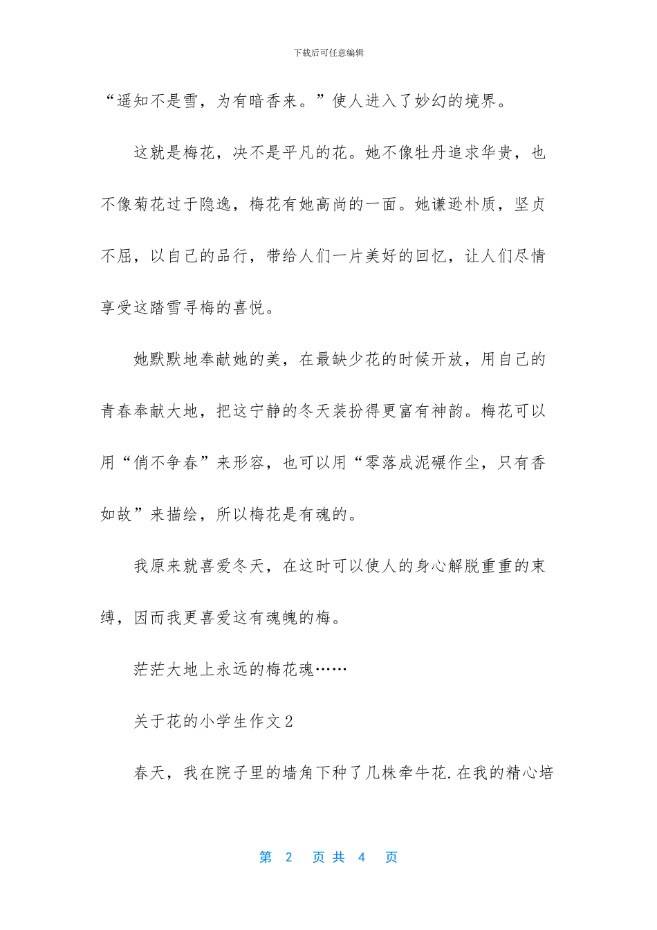 关于花的小学生作文1：梅花魂_第2页
