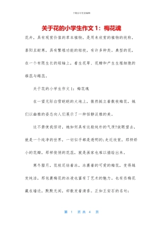 关于花的小学生作文1：梅花魂
