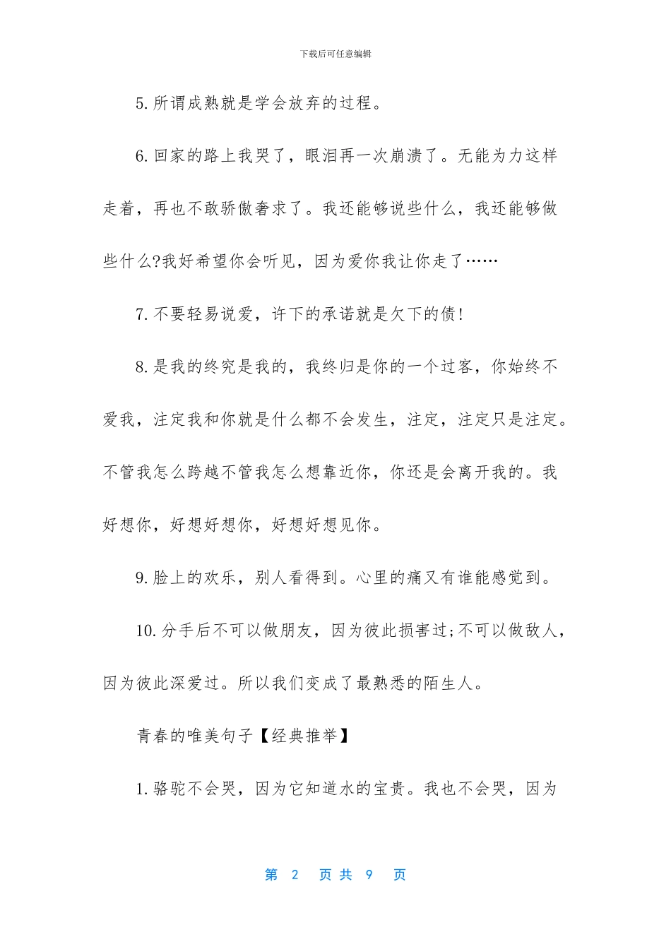 关于青春的经典励志唯美句子_第2页