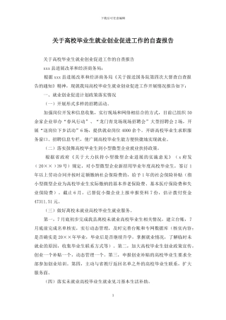 关于高校毕业生就业创业促进工作的自查报告