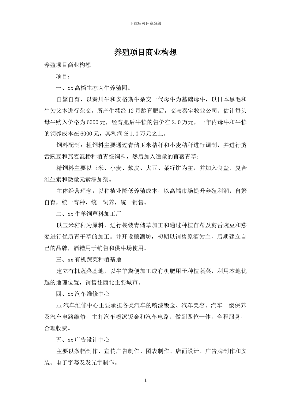 养殖项目商业构想_第1页