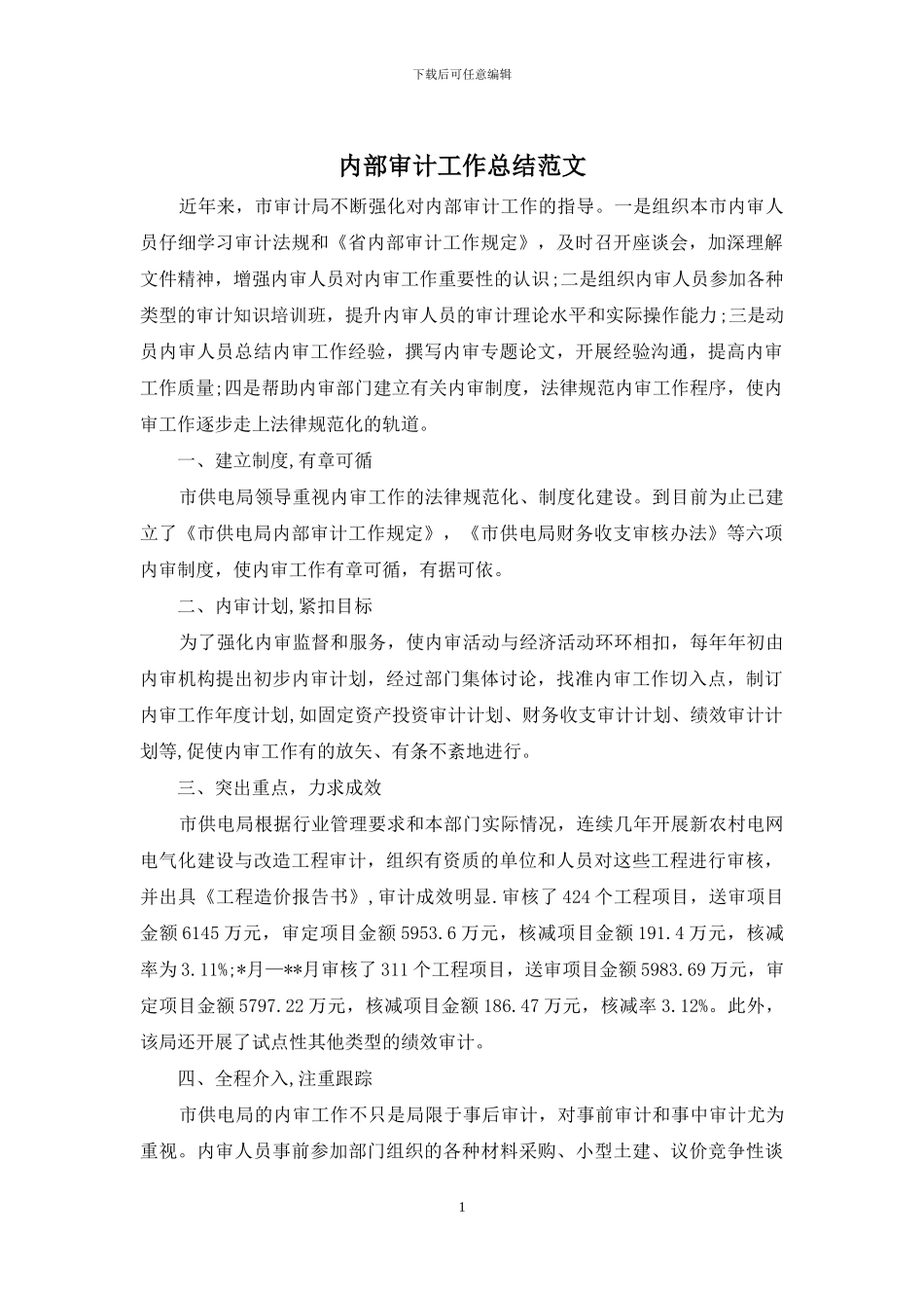 内部审计工作总结范文_第1页