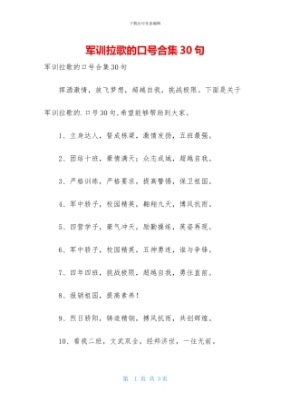 军训拉歌的口号合集30句