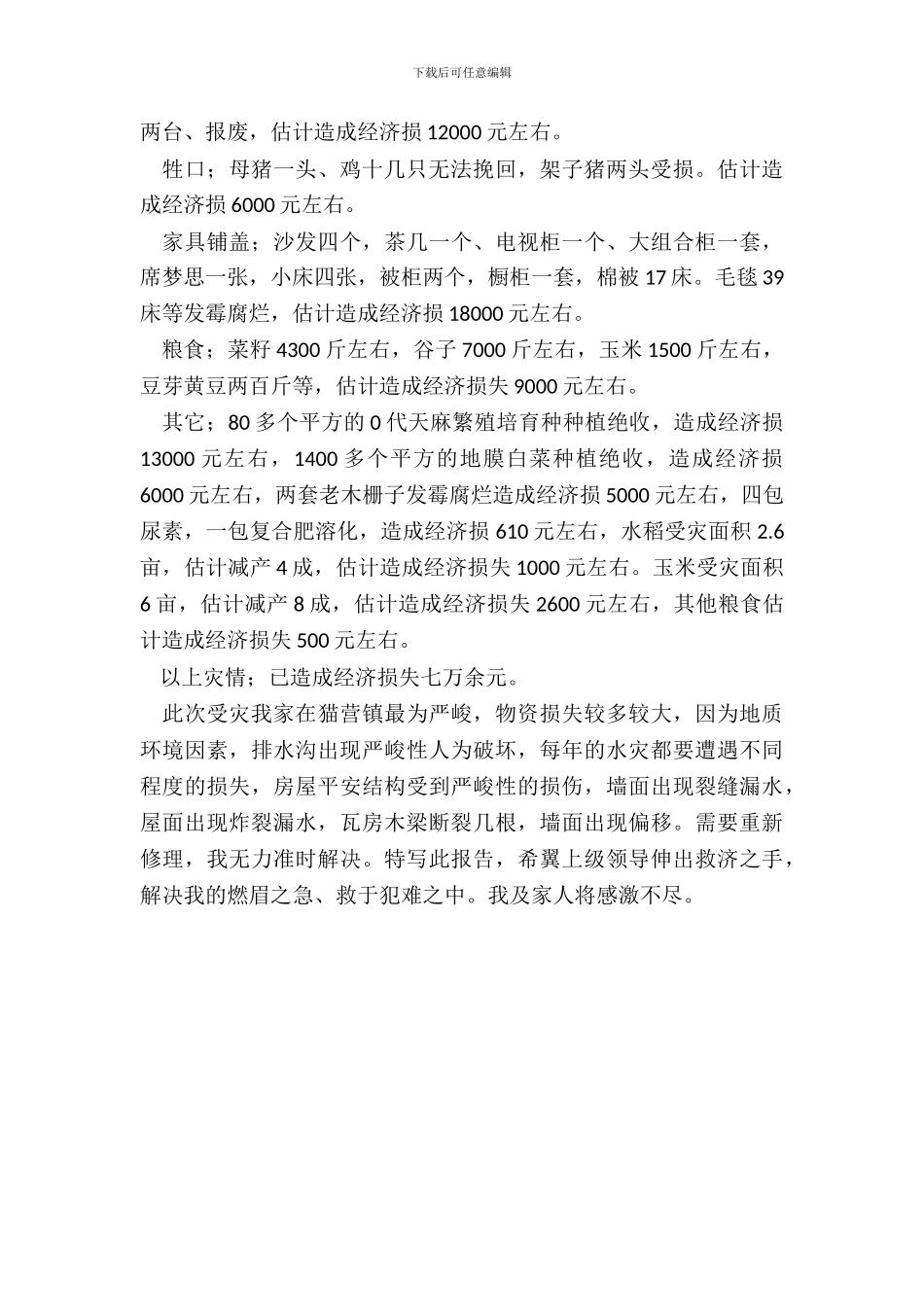 农业受灾补助申请书_第3页