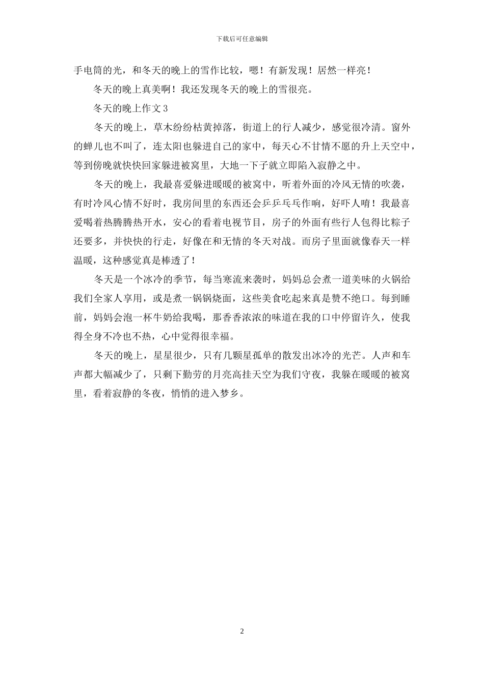 冬天的晚上作文_第2页