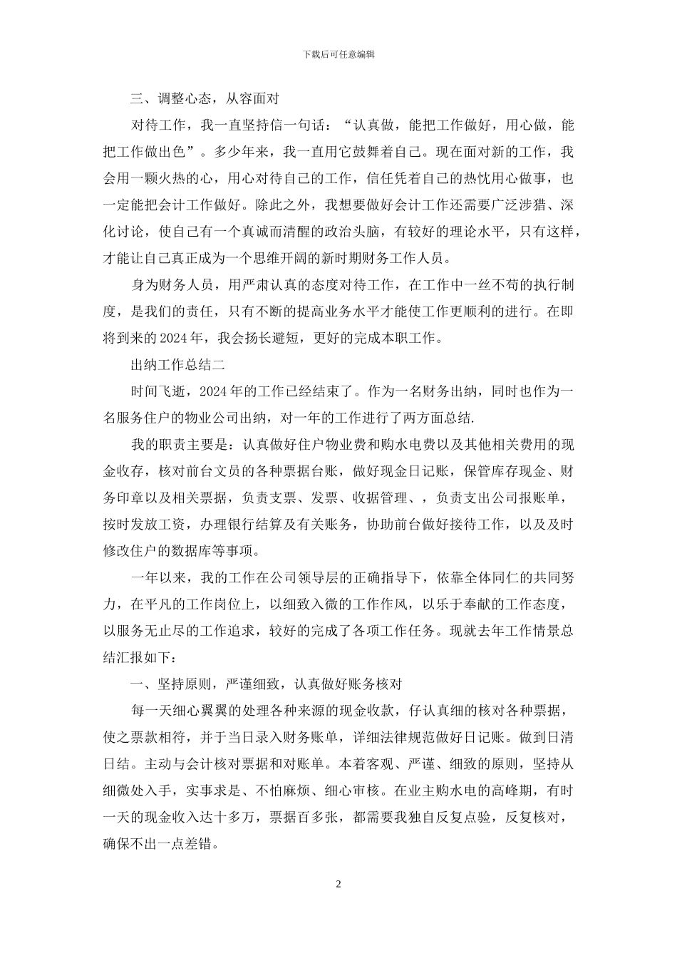 出纳个人工作总结范文5篇_第2页