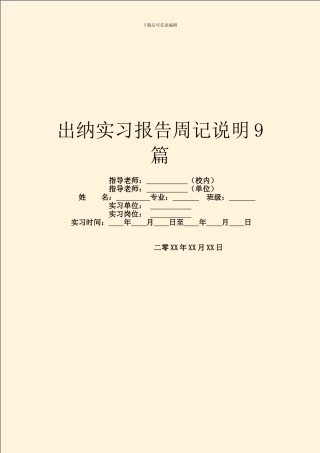 出纳实习报告周记说明9篇