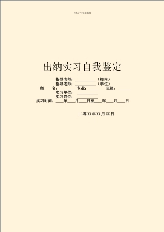 出纳实习自我鉴定