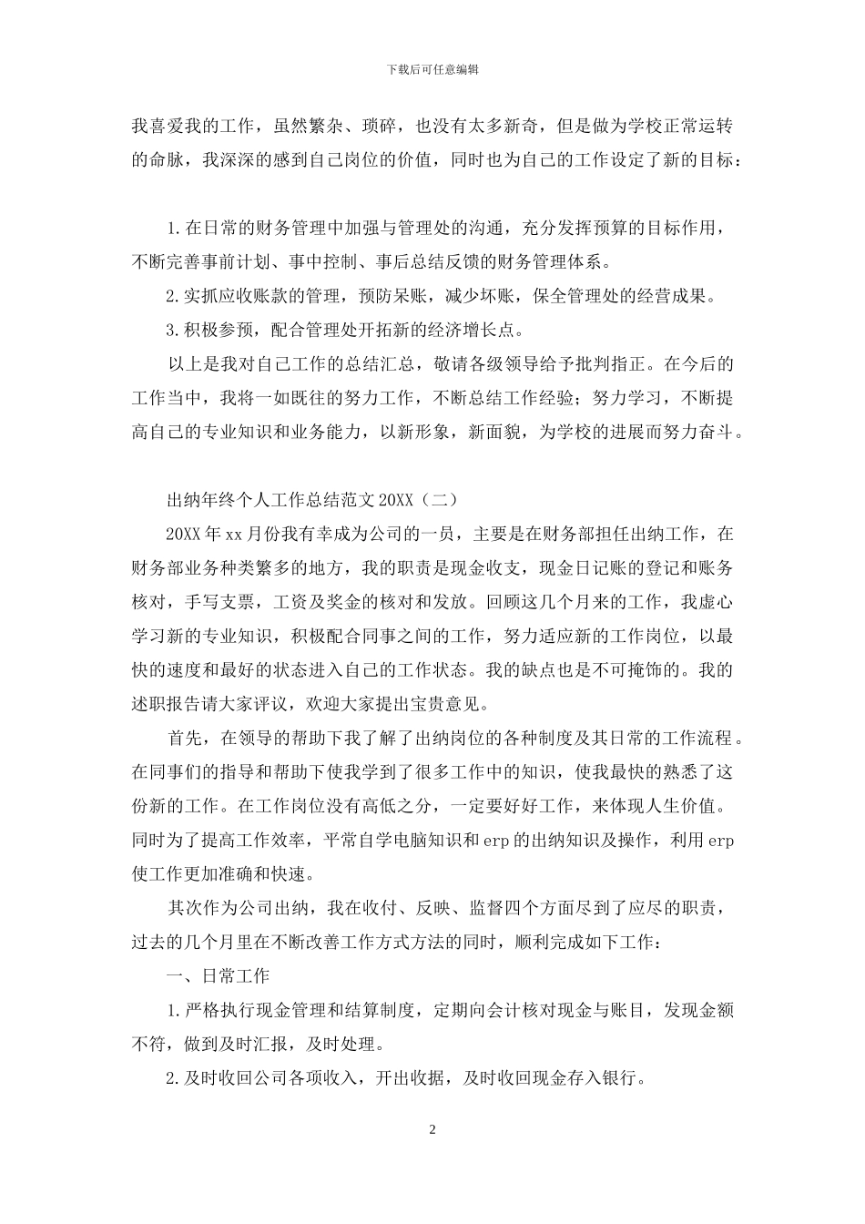 出纳年终个人工作总结范文2024_第2页