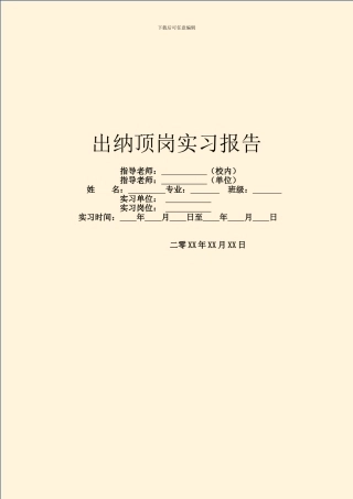 出纳顶岗实习报告