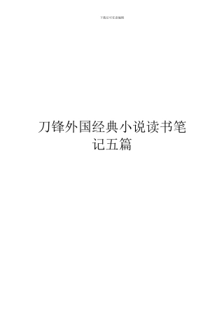 刀锋外国经典小说读书笔记五篇