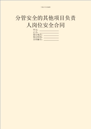 分管安全的其他项目负责人岗位安全合同