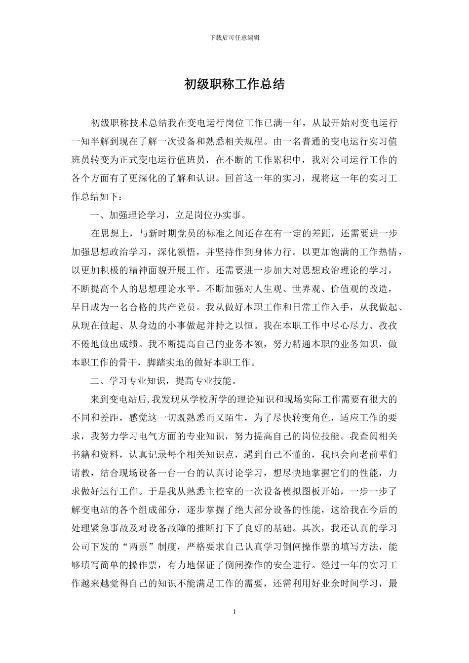 初级职称工作总结_第1页