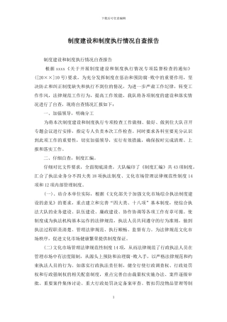 制度建设和制度执行情况自查报告