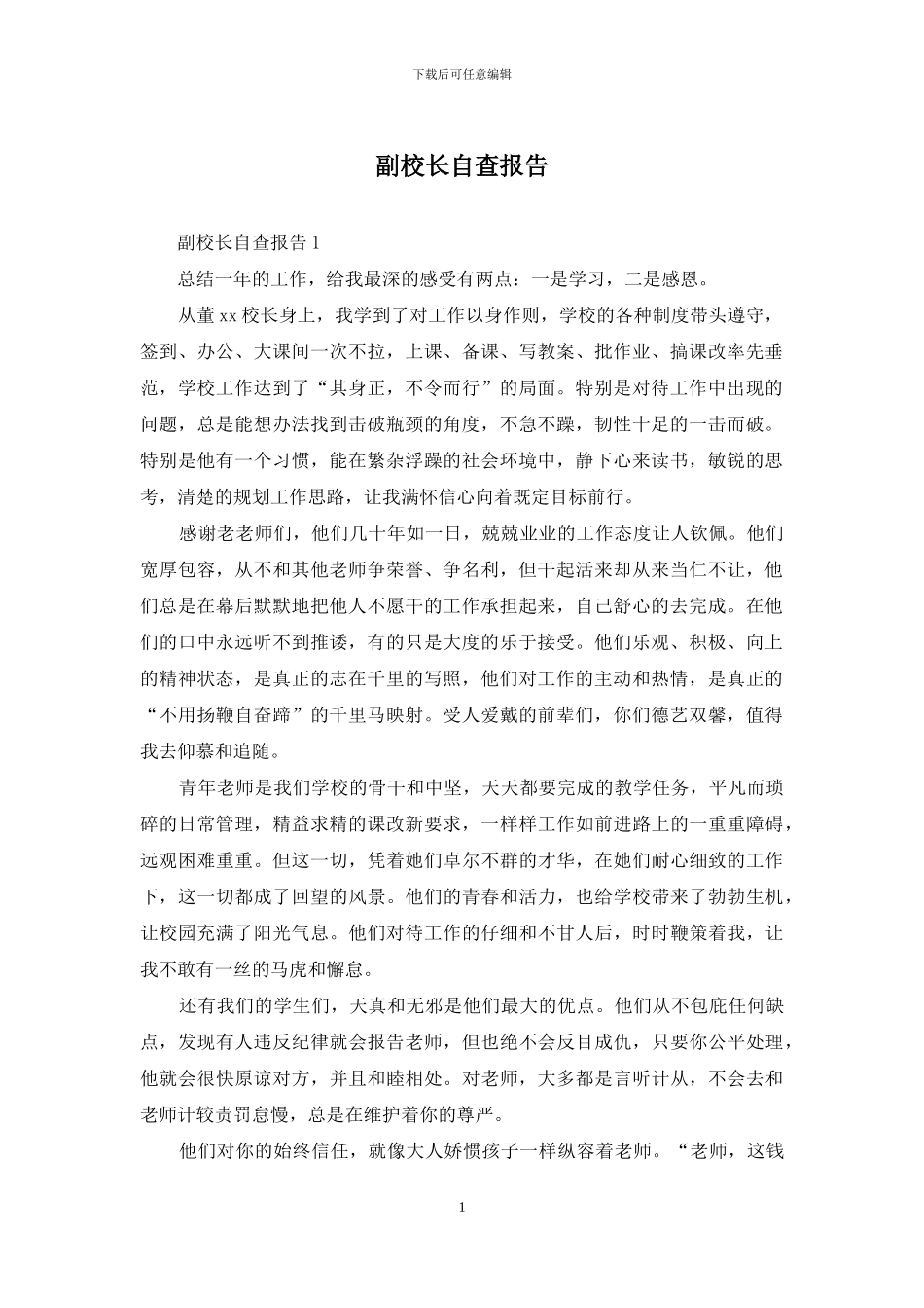 副校长自查报告_第1页