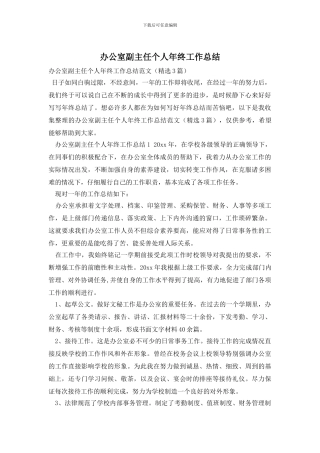 办公室副主任个人年终工作总结